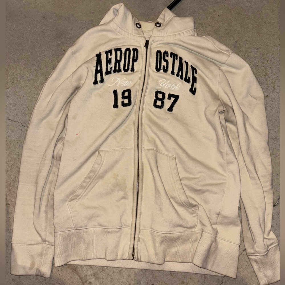 Aeropostale Off-White Full-Zip Hoodie